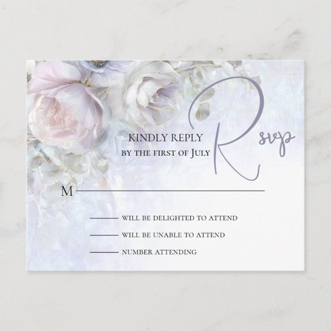 WEDDING RSVP CARD | Pastel Peonies  (Front)