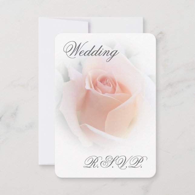 Wedding RSVP Card Peach Pink Rosebud (Front)