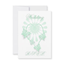 Wedding RSVP Card Peppermint Butterflies Heart