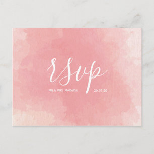 Wedding Rsvp card Pink Watercolour Script Postcard