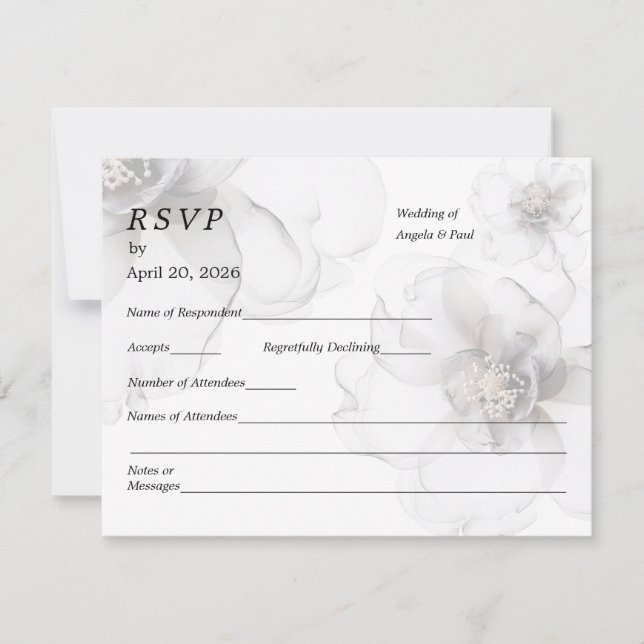 Wedding RSVP Card Soft Flowers (Front)