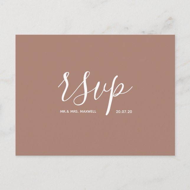 Wedding Rsvp card | Terracotta Script Postcard (Front)