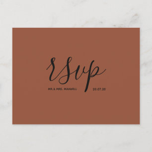 Wedding Rsvp card   Terracotta Script Postcard