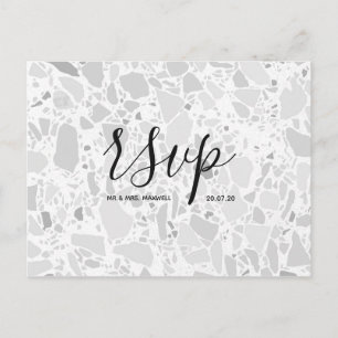 Wedding Rsvp card Terrazzo Script Postcard