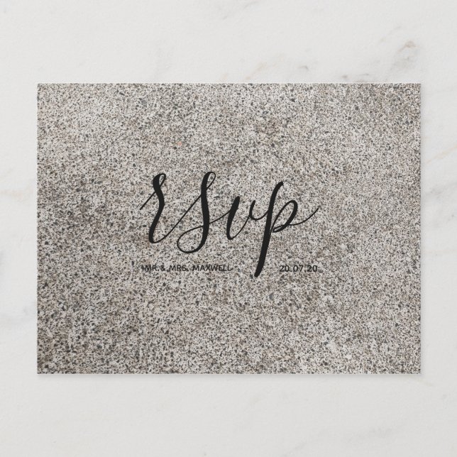 Wedding Rsvp card | Texture Concrete Script (Front)