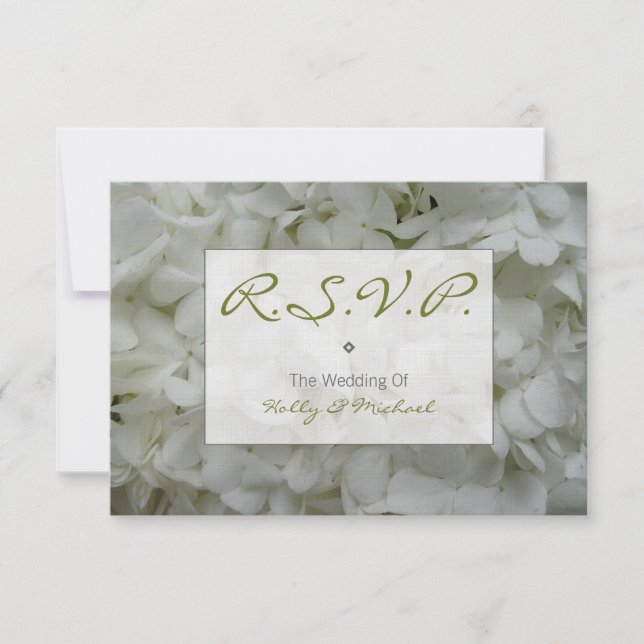 Wedding RSVP Card - White Hydrangeas (Front)