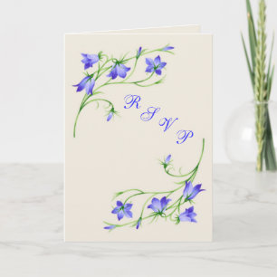 Wedding RSVP card with bluebell flowers.