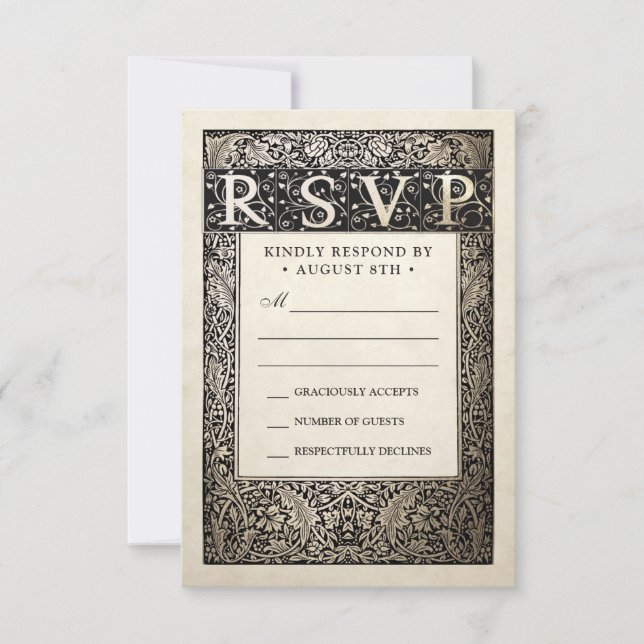 Wedding RSVP Cards | Champagne Ivy Collection (Front)
