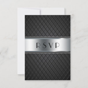 Wedding RSVP Cards, Elegant Black and Silver Card