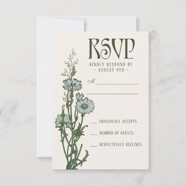 Wedding RSVP Cards | Floral Art Nouveau (Front)