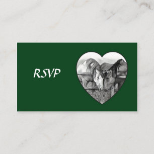 WEDDING RSVP CARDS: HORSES in PENCIL: HEART Enclosure Card