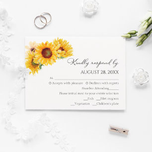 Wedding rsvp Cards Sunflower Autumn Fall
