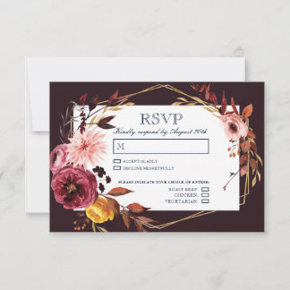Wedding RSVP cards with Meal Choice