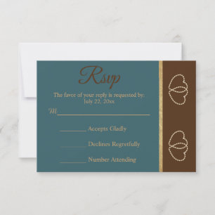 Wedding RSVP Chocolate Brown and Dark Teal Card