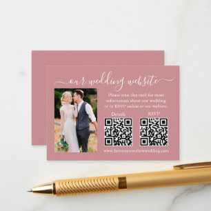 Wedding RSVP Details Photo 2 QR Dusty Rose Enclosure Card