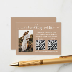Wedding RSVP Details Photo 2 QR Taupe Enclosure Card