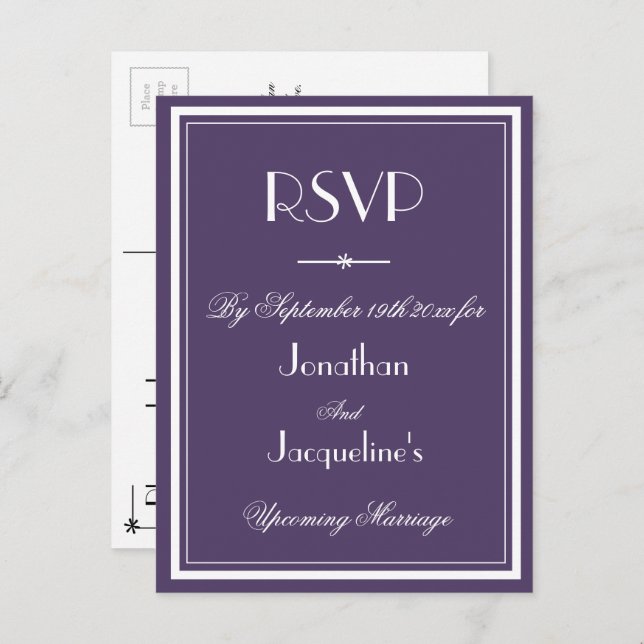 Wedding RSVP Dusty Purple Meal Choice Kindly Reply Invitation Postcard (Front/Back)