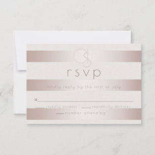 Wedding RSVP    Elegant Modern Blush Pearl Stripes