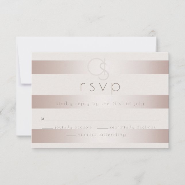 Wedding RSVP |  Elegant Modern Blush Pearl Stripes Card (Front)