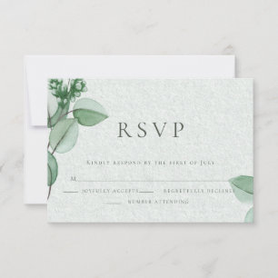 Wedding RSVP   Elegant Watercolor Eucalyptus Card
