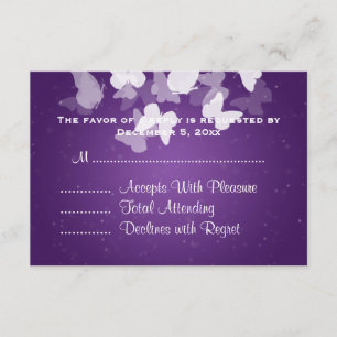 Wedding RSVP Elusive Butterflies Purple Card