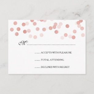 Wedding RSVP Faux Rose Gold Foil Glitter Lights Card
