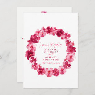 Wedding RSVP floral wreath pansy red Invitation