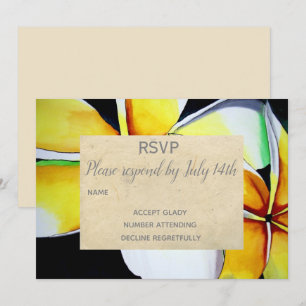 Wedding RSVP frangipani tropical beach flower art Invitation