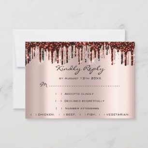 Wedding RSVP Gold Drips Burgundy Bridal Rose