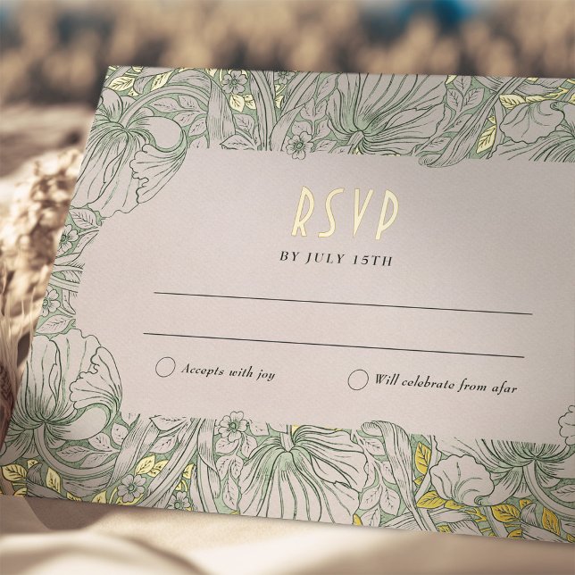 Wedding RSVP Insert Victorian Pimpernel Foil Invitation Postcard (Creator Uploaded)