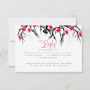 Wedding RSVP   Japanese Blossom Branch Floral Card