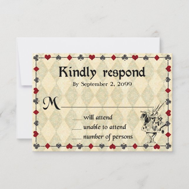 Wedding RSVP Kindly Respond,Alice in Wonderland (Front)