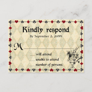 Wedding RSVP Kindly Respond,Alice in Wonderland Card