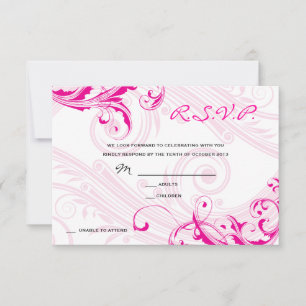 Wedding RSVP Magenta Classic Scroll Fleurish Invitation