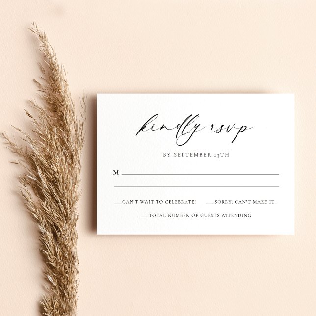 Wedding RSVP Modern Script Minimal Enclosure Card (Creator Uploaded)