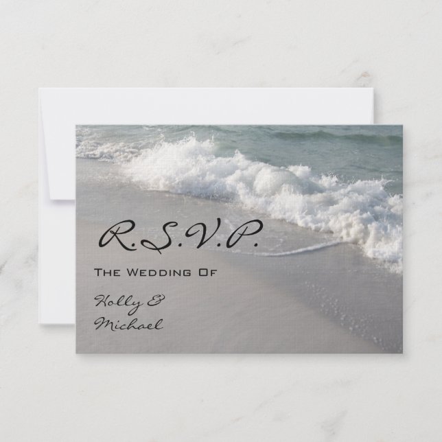 Wedding RSVP - Ocean Waves & Sand Card (Front)