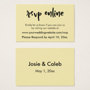 Wedding RSVP Online Casual Font over Butter Yellow