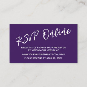 Wedding RSVP Online Casual Handwriting Purple Enclosure Card