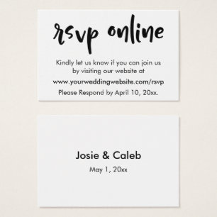 Wedding RSVP Online Casual Insert, Black/White, 11