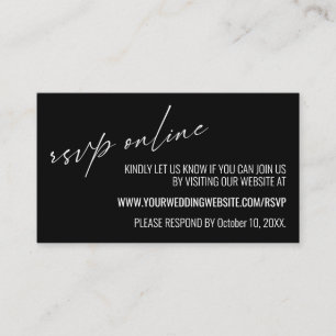 Wedding RSVP Online Contemporary Black Enclosure Card