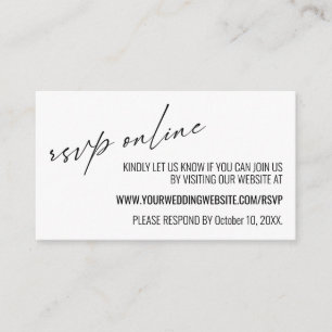 Wedding RSVP Online Contemporary Black & White Enclosure Card