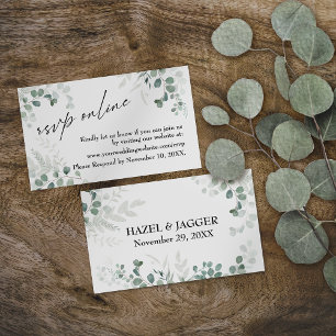 Wedding RSVP Online Greenery Elegant Contemporary Enclosure Card
