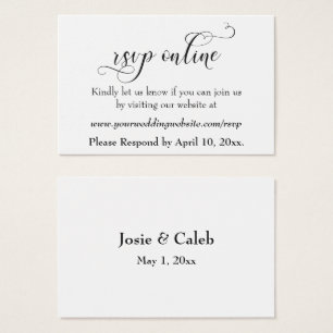Wedding RSVP Online Insert Black Script, White, 08