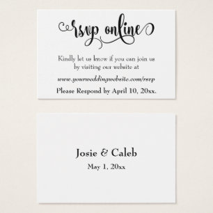 Wedding RSVP Online Insert Black Script, White, 10