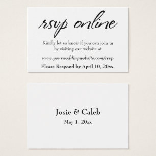 Wedding RSVP Online Insert Black Script, White, 17