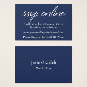 Wedding RSVP Online Insert White Script & Navy, 17