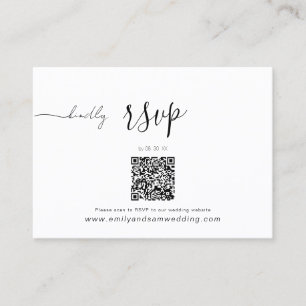 Wedding RSVP Pack   QR Code Minimalist White Business Card