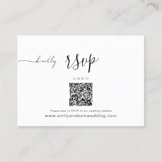 Wedding RSVP Pack | QR Code Minimalist White Business Card