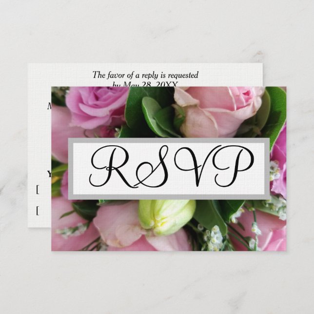 Wedding RSVP Pink Roses (Front/Back)