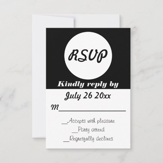 Wedding RSVP Polka Dots Customisable Colour (Front)